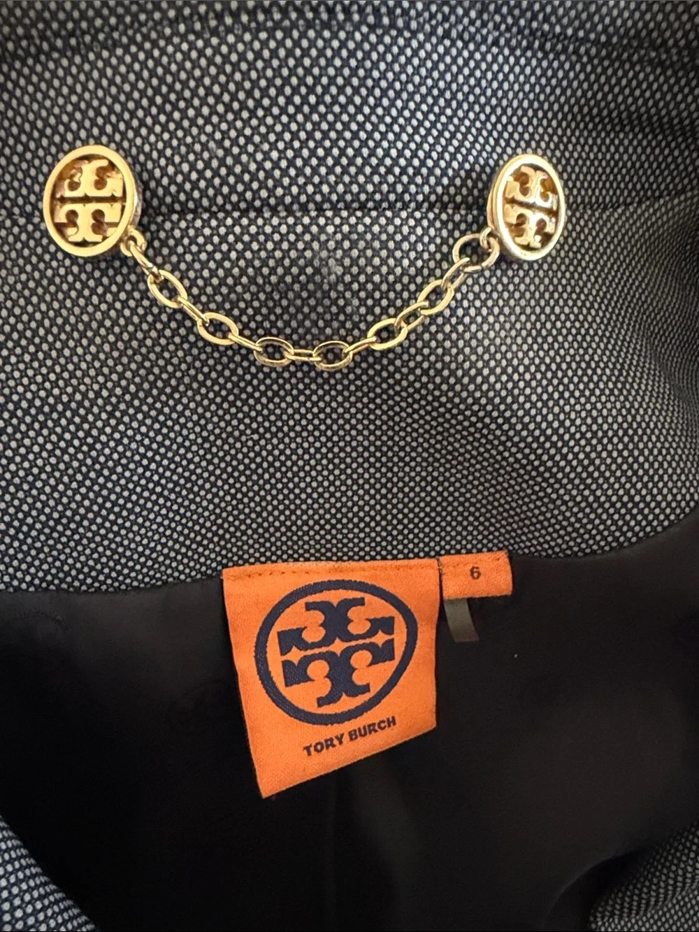 Tory Burch Navy Blue Tailored Blazer